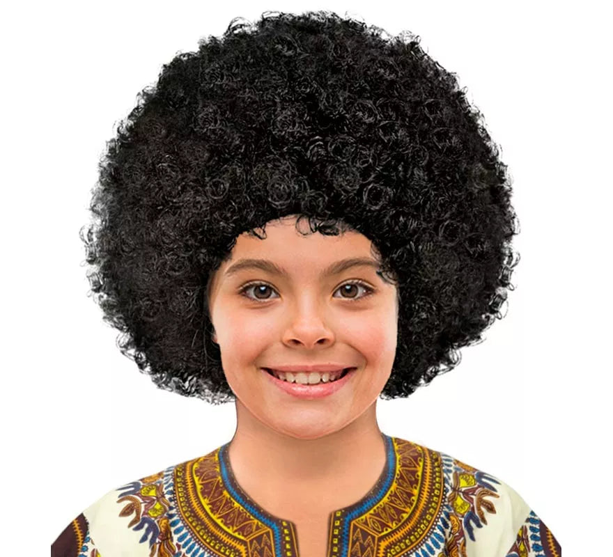 Translation missing: de.Peluca Afro negra en bolsa infantil