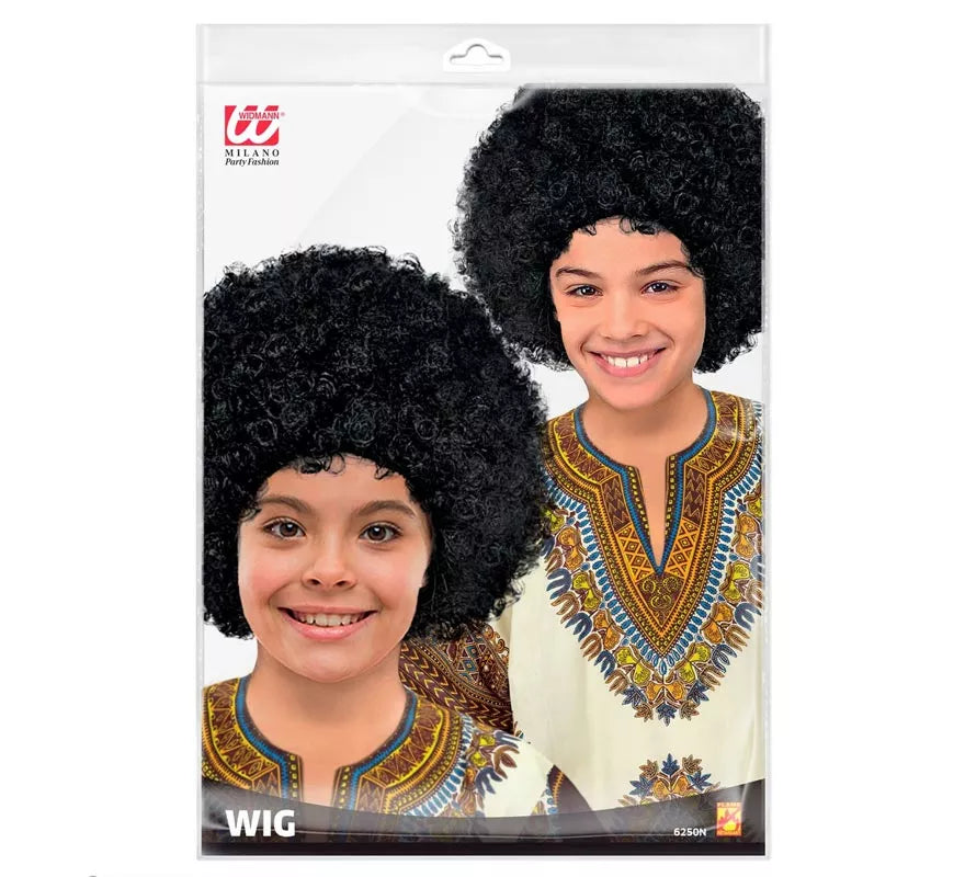 Translation missing: de.Peluca Afro negra en bolsa infantil