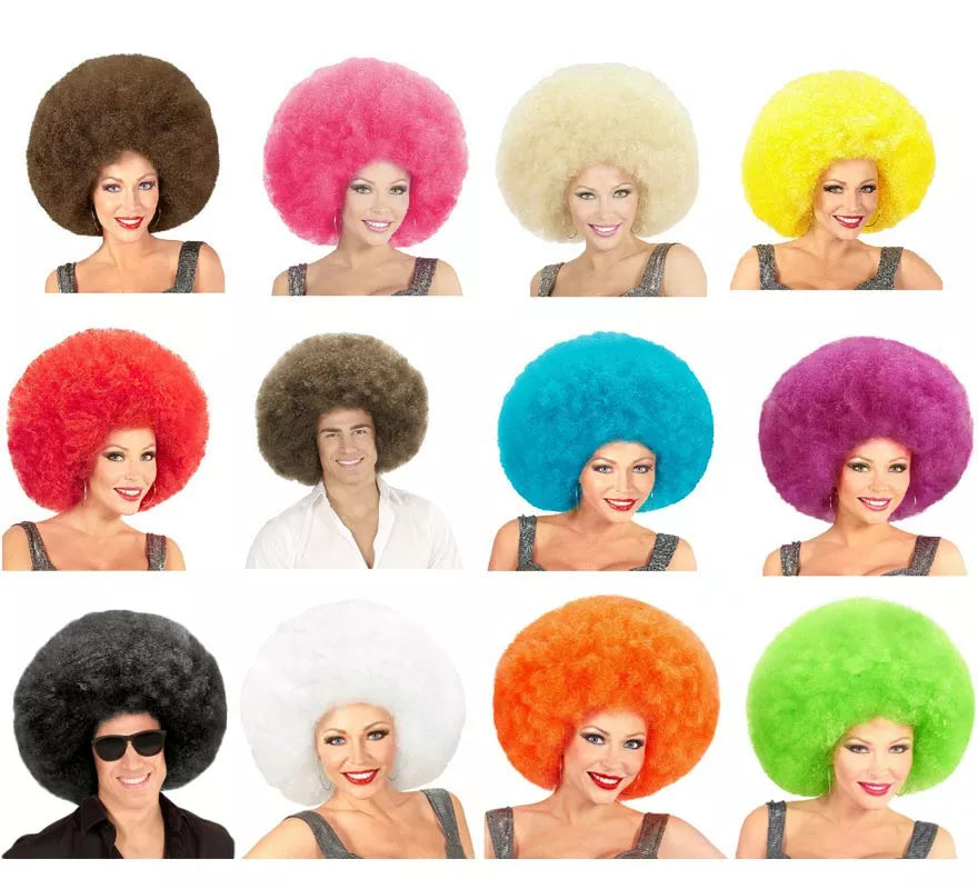Peluca Afro Sobredimensionada en varios colores de alta calidad