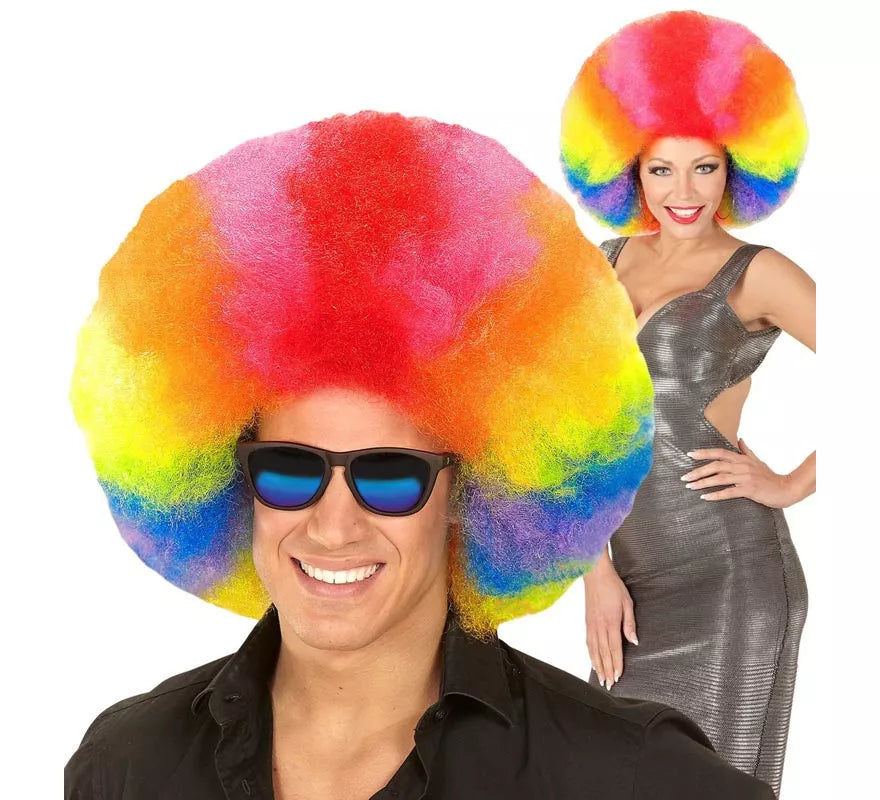 Peluca Afro Sobredimensionada multicolor de alta calidad