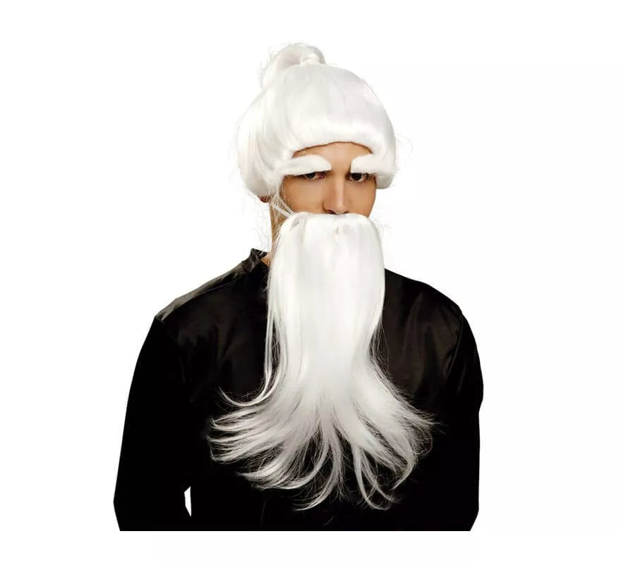 Translation missing: de.Peluca, barba y cejas de Fu Man Chu blanca
