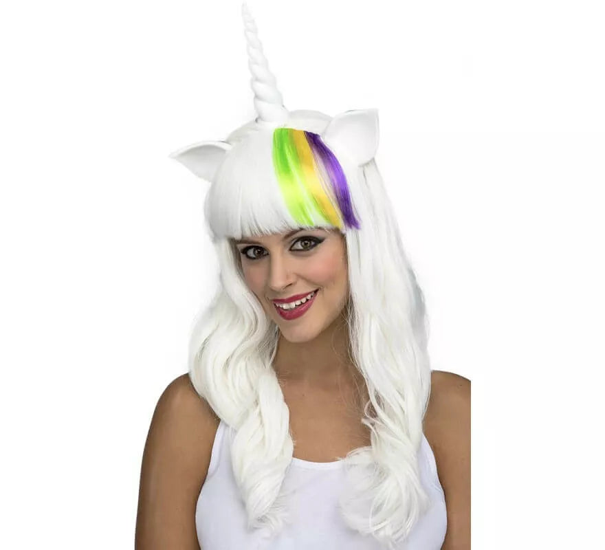 Translation missing: de.Peluca Blanca de Unicornio con Cuerno y Orejas