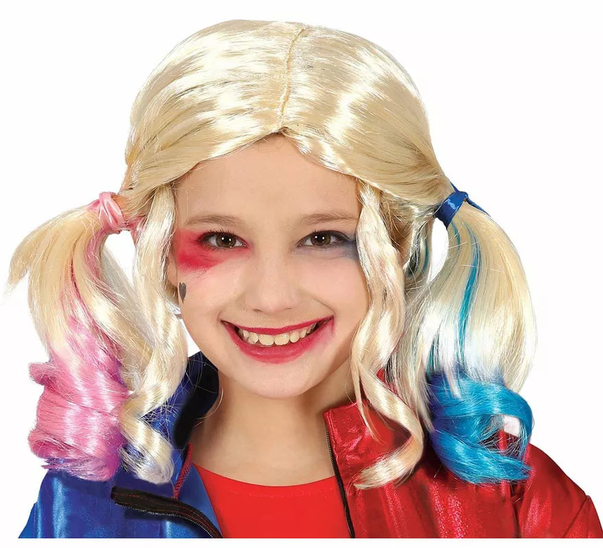 Peluca Coletas Rosa y Azul Infantil