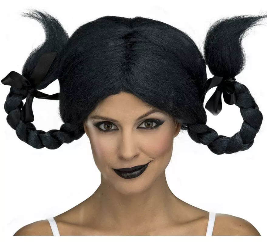 Peluca color Negro azulado con Trenzas
