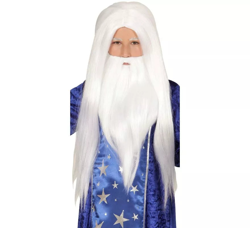 Translation missing: de.Peluca con Barba blanca infantil de Mago o Druida