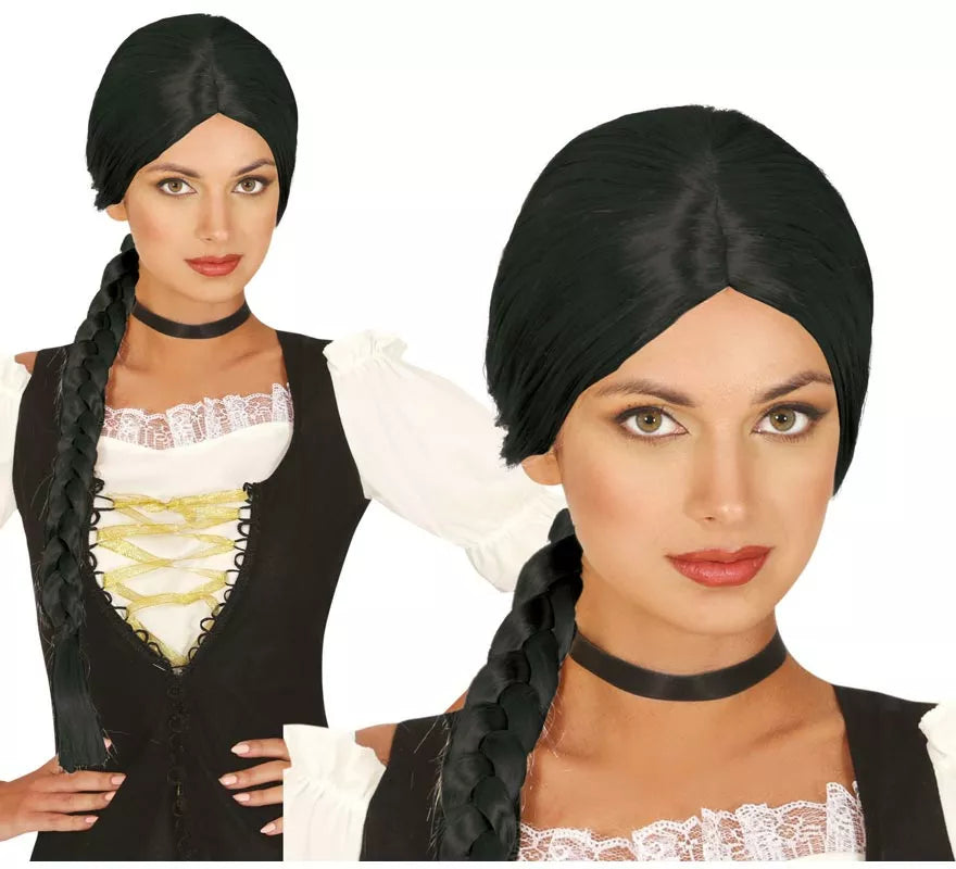 Peluca con trenza negra de India o Tabenera