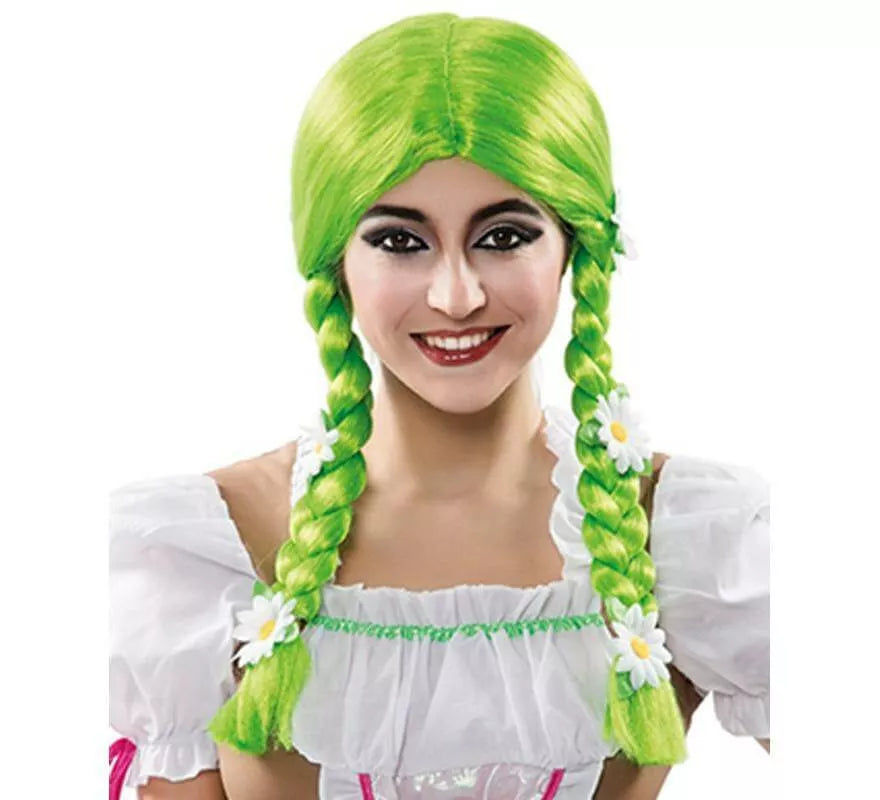 Translation missing: de.Peluca de Bávara Verde con trenzas y flores