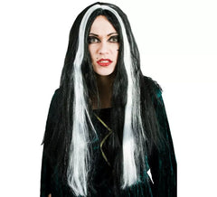 Schwarzweiss-Hexen-Perücke