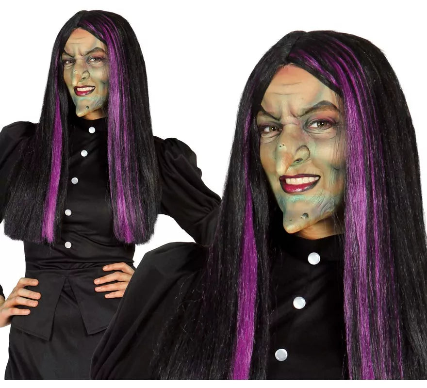 Translation missing: de.Peluca de Bruja con mechas lilas para Halloween