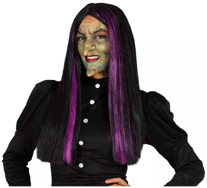 Translation missing: de.Peluca de Bruja con mechas lilas para Halloween
