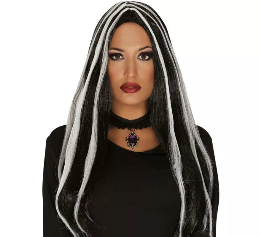 Translation missing: de.Peluca de Bruja negra con mechas blancas Halloween