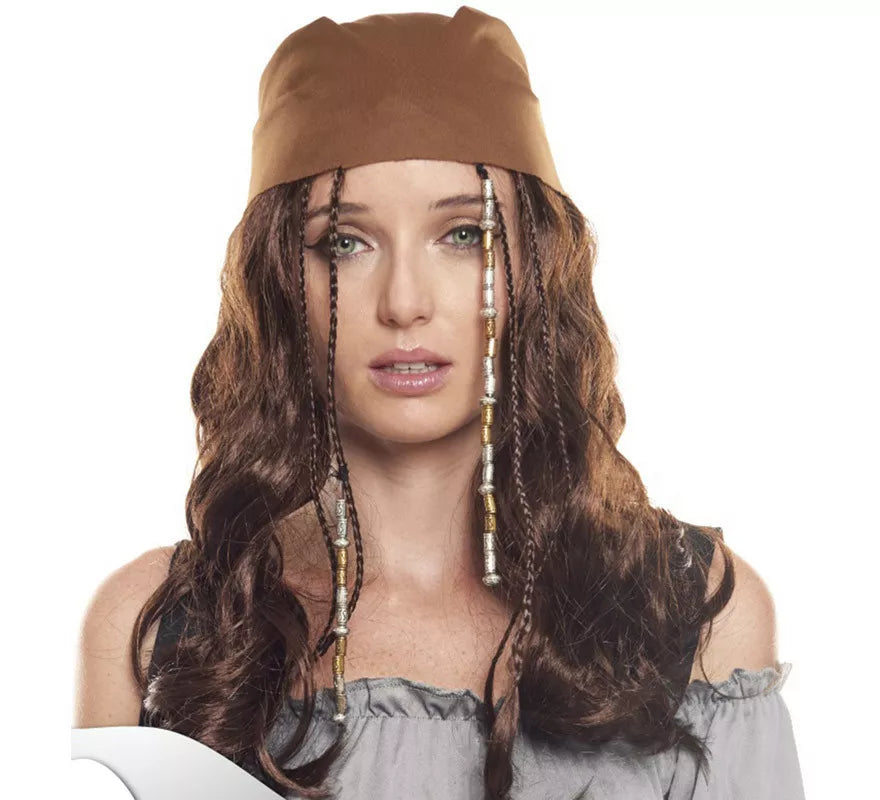 Translation missing: de.Peluca de Chica Pirata castaño claro con pañuelo