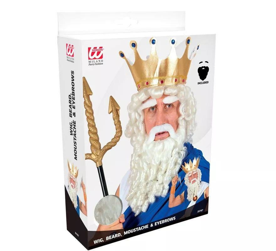 Peluca de Dios Olímpico con Barba, Bigote y Cejas adulto