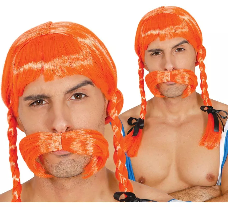 Translation missing: de.Peluca de Galo forzudo con trenzas y bigote