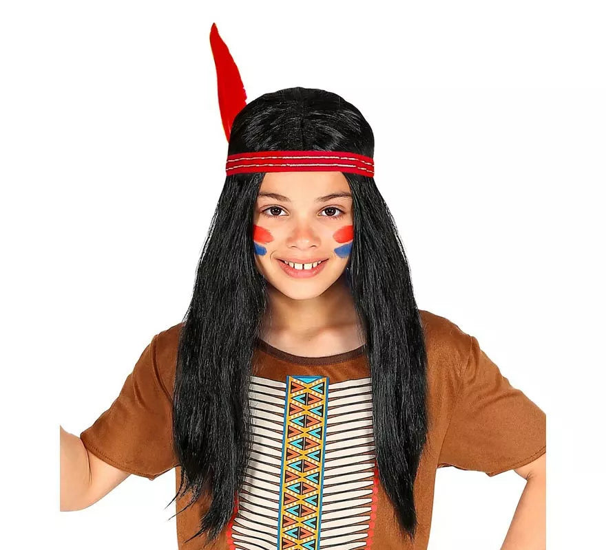 Translation missing: de.Peluca de Indio Nativo larga para niño