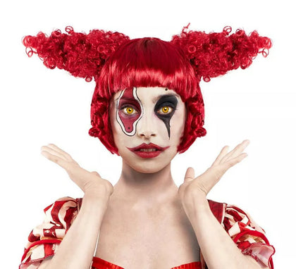 Peluca de Payasa Moños rojo adulto