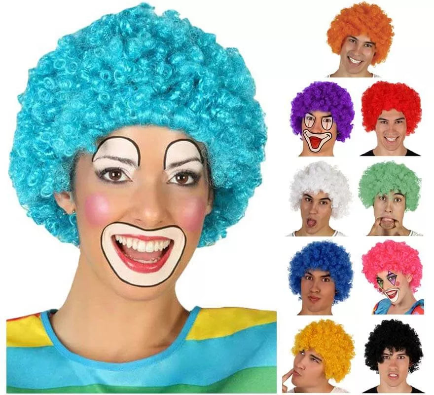 Peluca de Payaso Rizada en Varios colores
