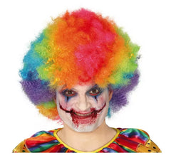 Mehrfarbige lockige Clown Perücke