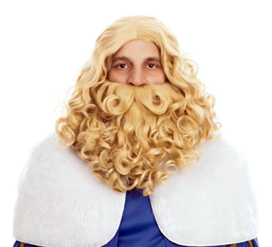 Peluca de Rey Mago con Barba rubia mate