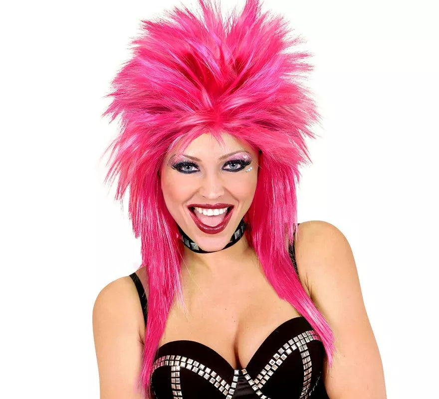 Translation missing: de.Peluca de Rockstar rosa fuerte adulto