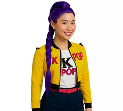 Perücke mit lila Zopf von K-Pop-Sängerin