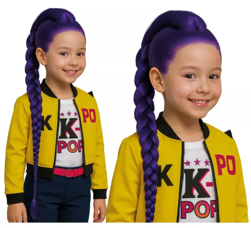 Translation missing: de.Peluca con trenza lila Cantante K-Pop