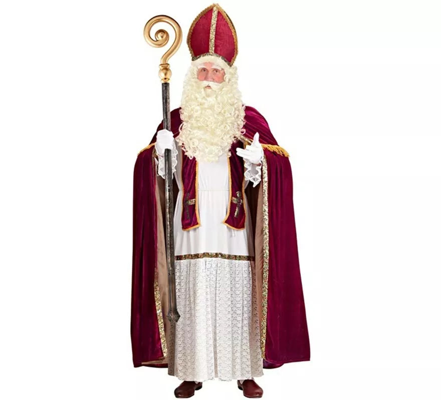 Peluca de Santa Claus o San Nicolás con Barba, Bigote y Cejas