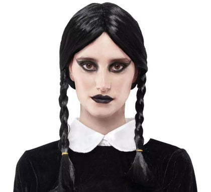 Peluca de Trenzas Negra Niña Siniestra
