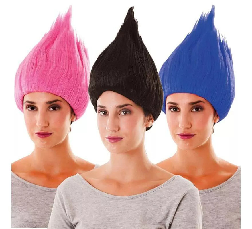 Peluca de Troll en 3 colores
