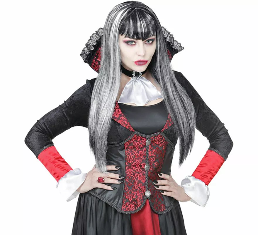 Translation missing: de.Peluca de Vampiresa blanca y negra con Flequillo