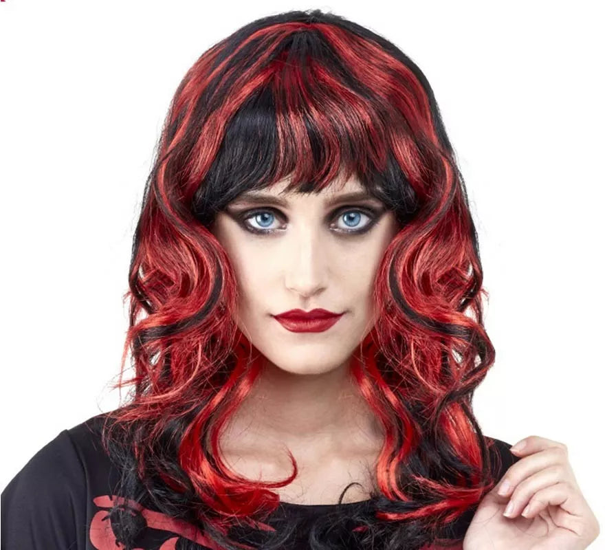 Translation missing: de.Peluca de Vampiresa rojo y negro con fleco