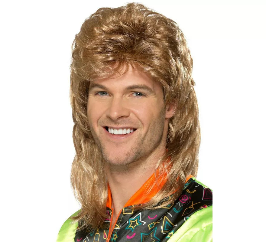 Translation missing: de.Peluca estilo Mullet Castaña reflejos Rubios de los Años 80
