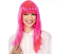 Peluca Fashion Larga con flequillo rosa de 52 cm