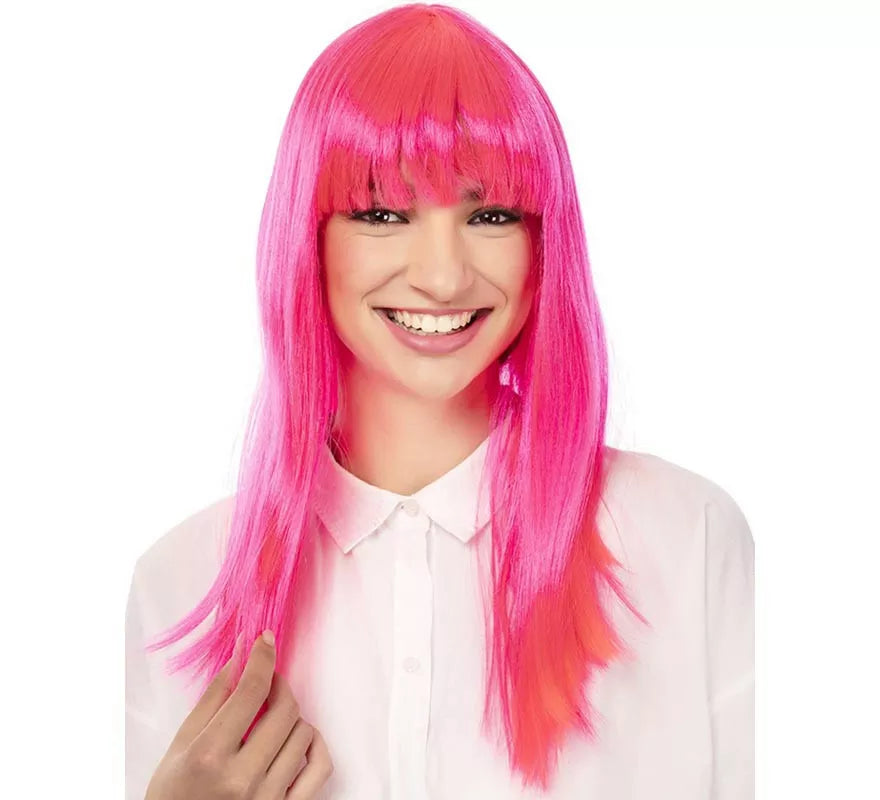 Translation missing: de.Peluca Fashion Larga con flequillo rosa de 52 cm