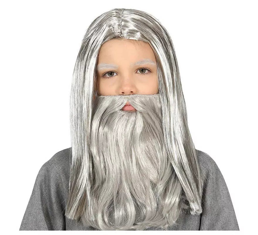 Translation missing: de.Peluca Gris con Barba Larga Infantil