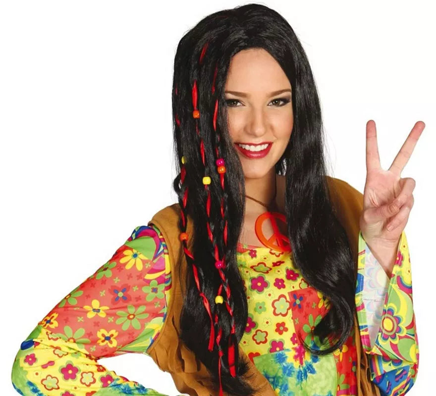 Translation missing: de.Peluca Hippie lisa negra