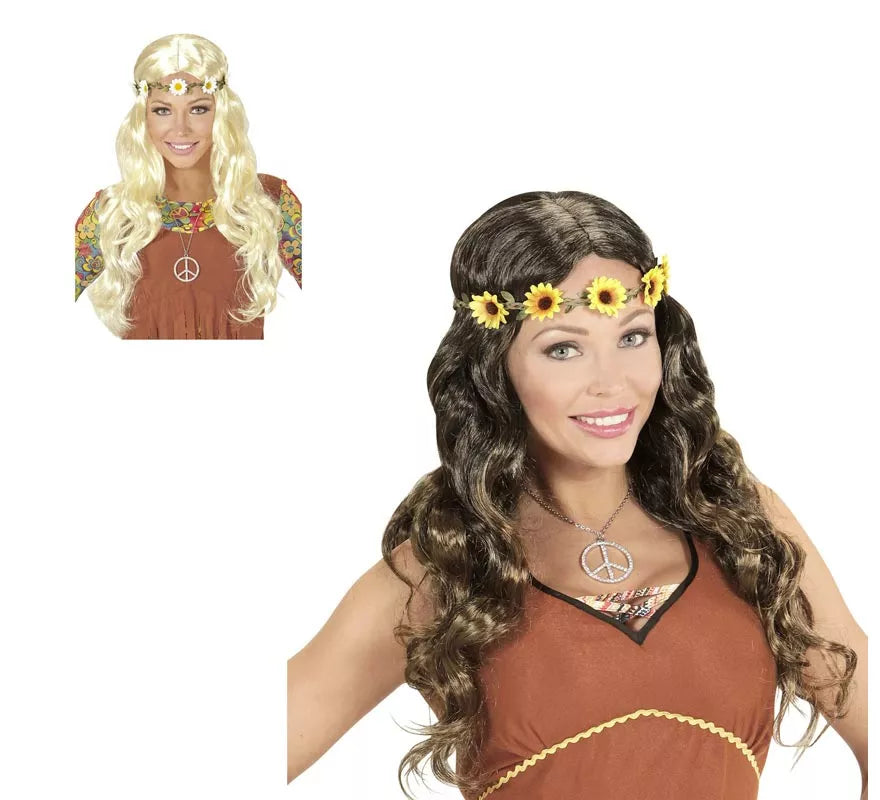 Translation missing: de.Peluca Hippie o Medieval con cinta en varios colores adulto