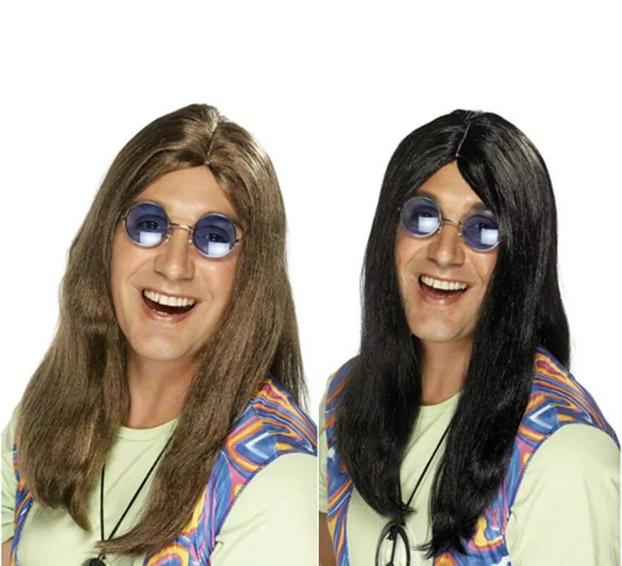 Translation missing: de.Peluca Hippy Larga con Raya en Medio para Hombre en varios colores