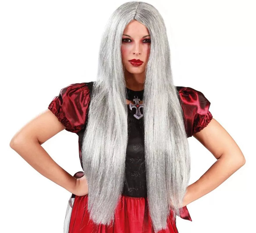 Translation missing: de.Peluca larga de Bruja o Brujo gris para Halloween