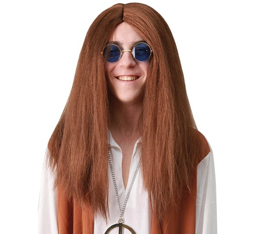 Translation missing: de.Peluca Larga Lisa Hippie con raya en medio