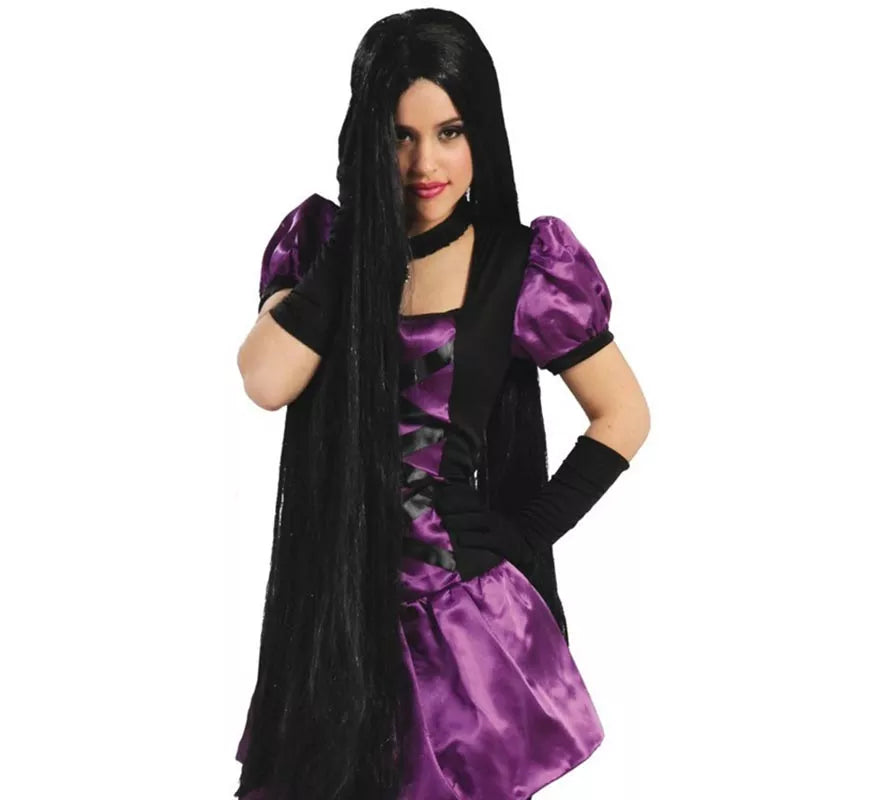 Translation missing: de.Peluca larga negra extra para Halloween y Carnaval