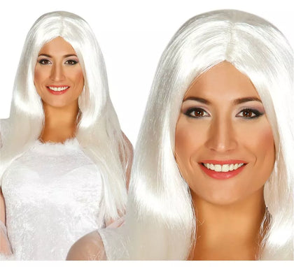 Peluca melena blanca larga para Halloween