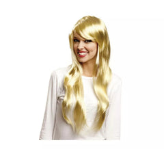 Wellige blonde Perücke mit Pony