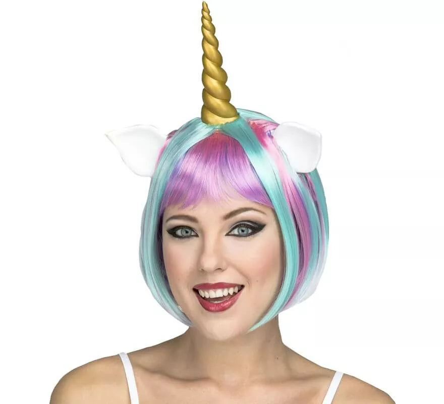 Translation missing: de.Peluca Multicolor de Unicornio con Cuerno y Orejas