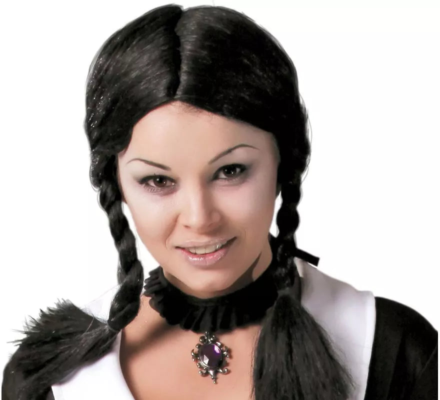 Translation missing: de.Peluca negra con dos trenzas