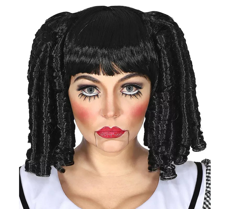 Translation missing: de.Peluca Negra de Muñeca con Tirabuzones