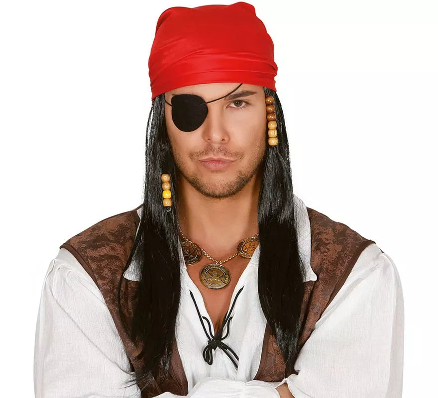 Translation missing: de.Peluca negra larga y pañuelo Pirata