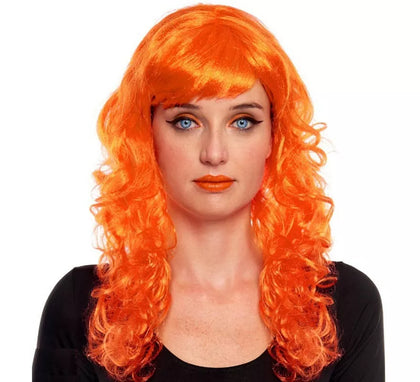 Peluca Ondas naranja con flequillo