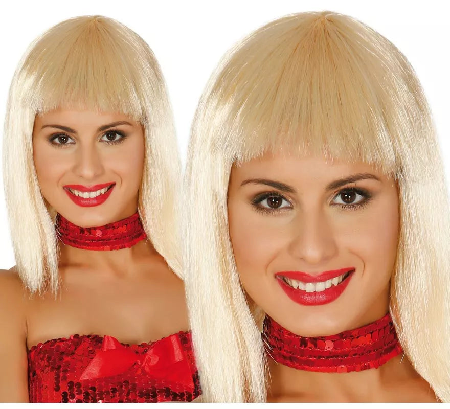 Translation missing: de.Peluca Rafaella o Cleopatra rubia. Peluca rubia con flequillo