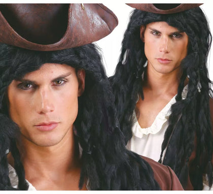 Peluca Rastas largas negra de Pirata